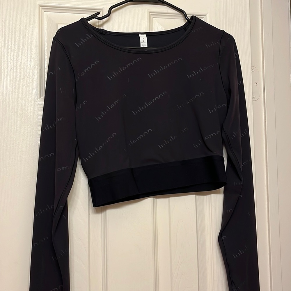 Lululemon Wunder Train Cropped Long Sleeve SPECIAL EDITION Graphic Black